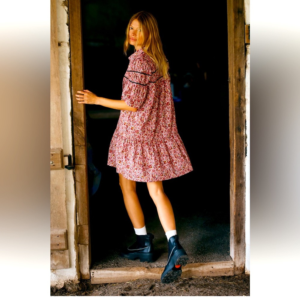 The Leandra Shirred Yoke Mini Dress by Maeve